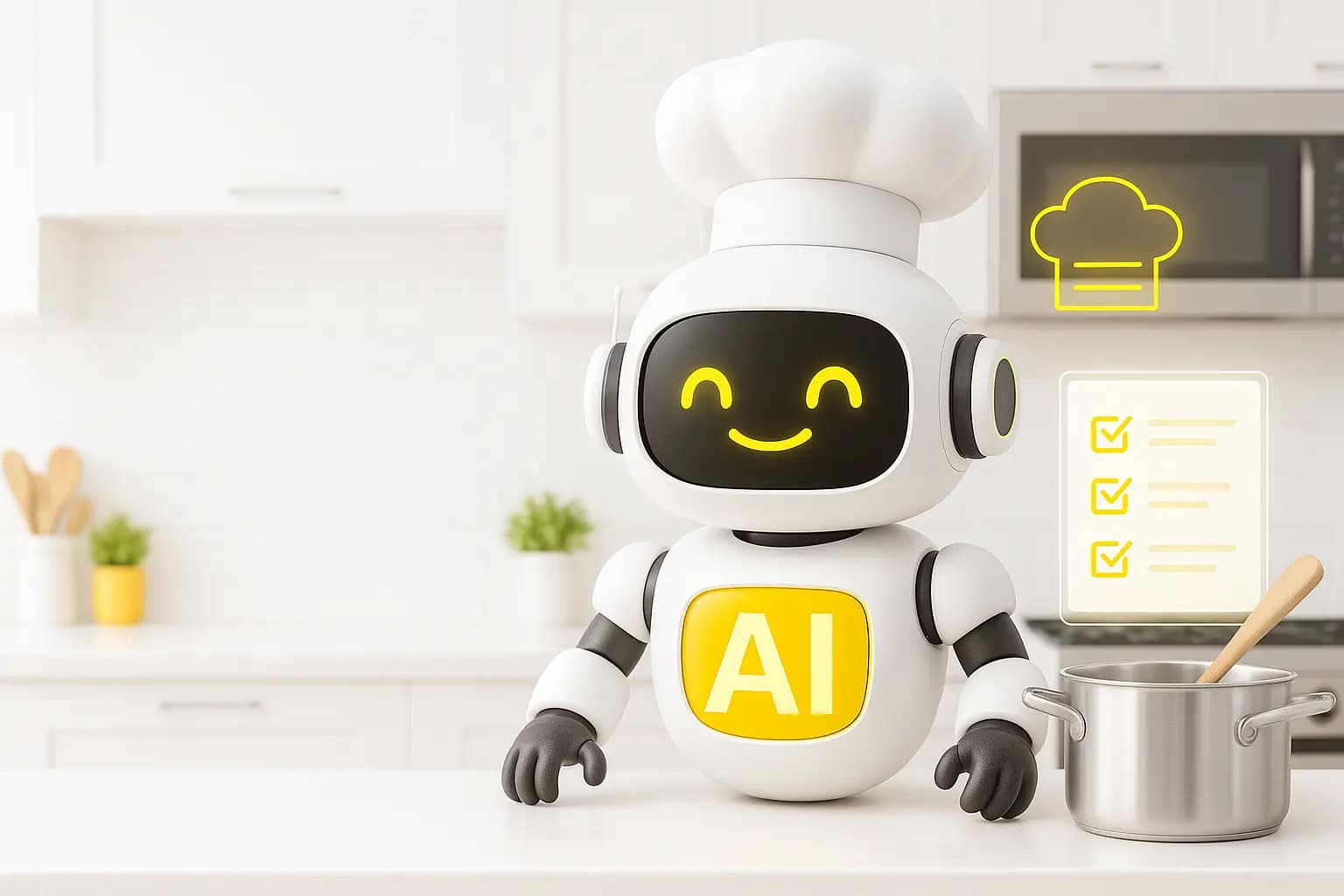 Image shwoing a AI generated kitchen with a person cooking